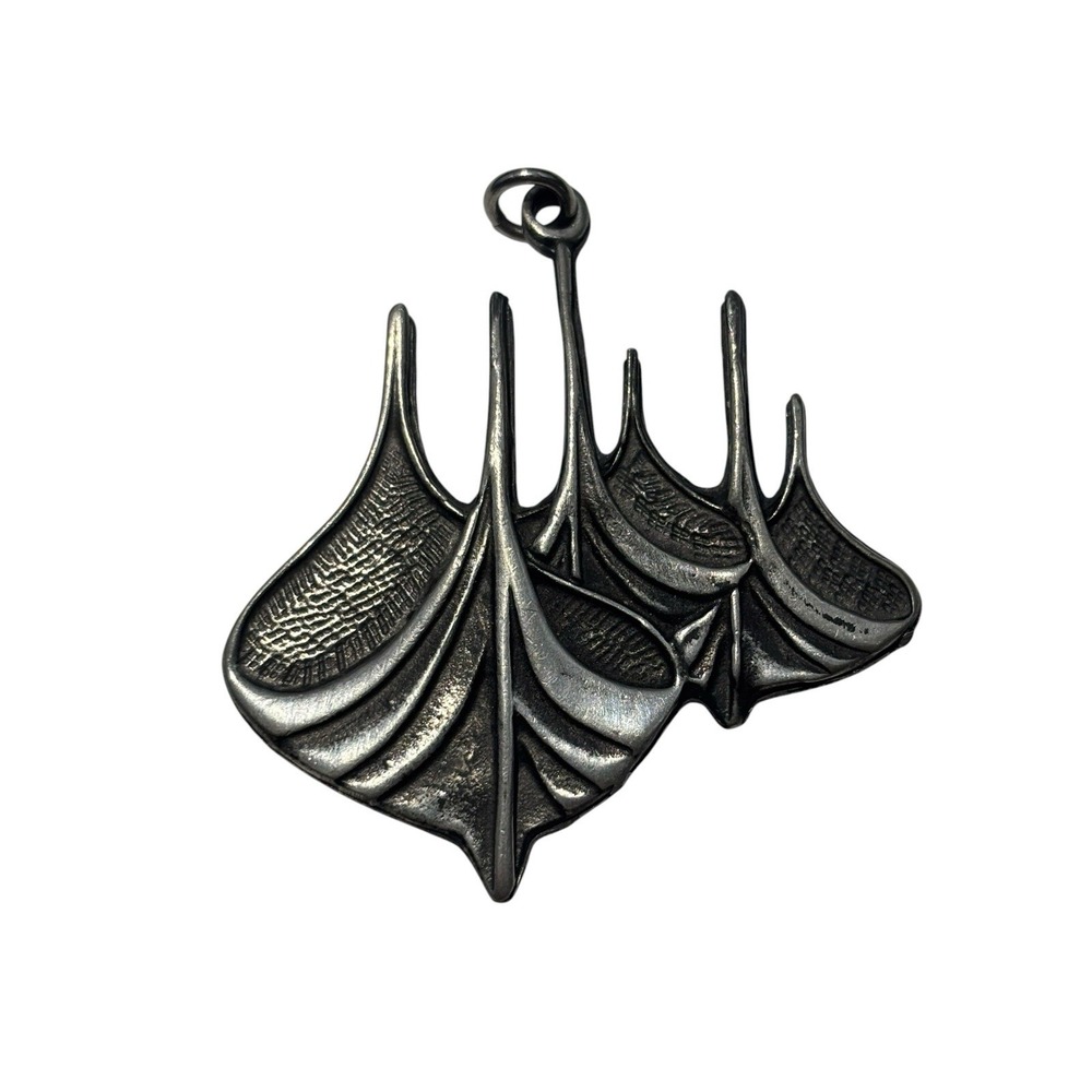 Vintage Eivind Hillestad Pewter Silver Norway Viking Ships Necklace Pendant